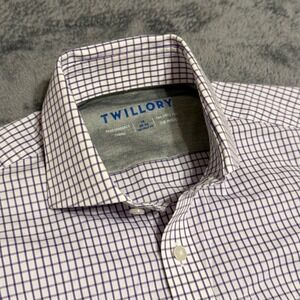 Twillory Performance Fabric Tailored Fit Dress Shirt Men's 15 32/33 Purple Plaid